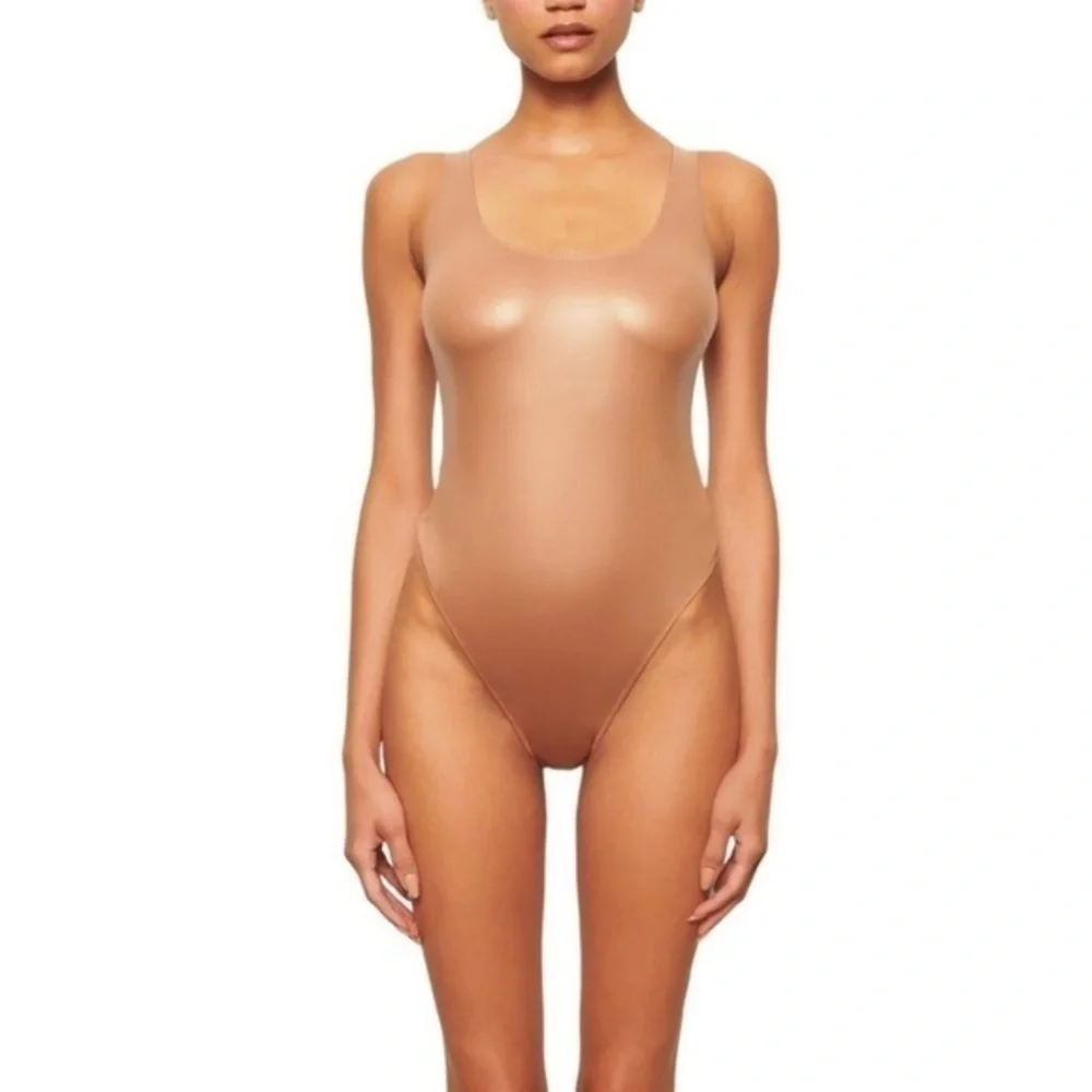 🤎 SKIMS Wet Jersey Tank Bodysuit Sienna Large NWT - Picture 4 of 4